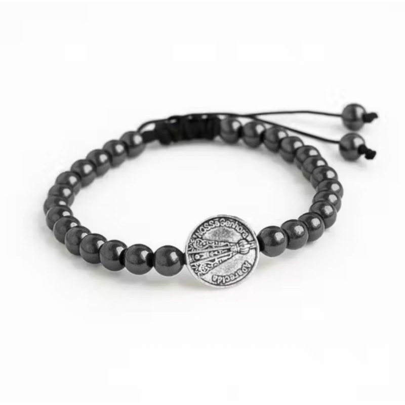 Pulseira de Hematita de Nossa Senhora Aparecida ajustável