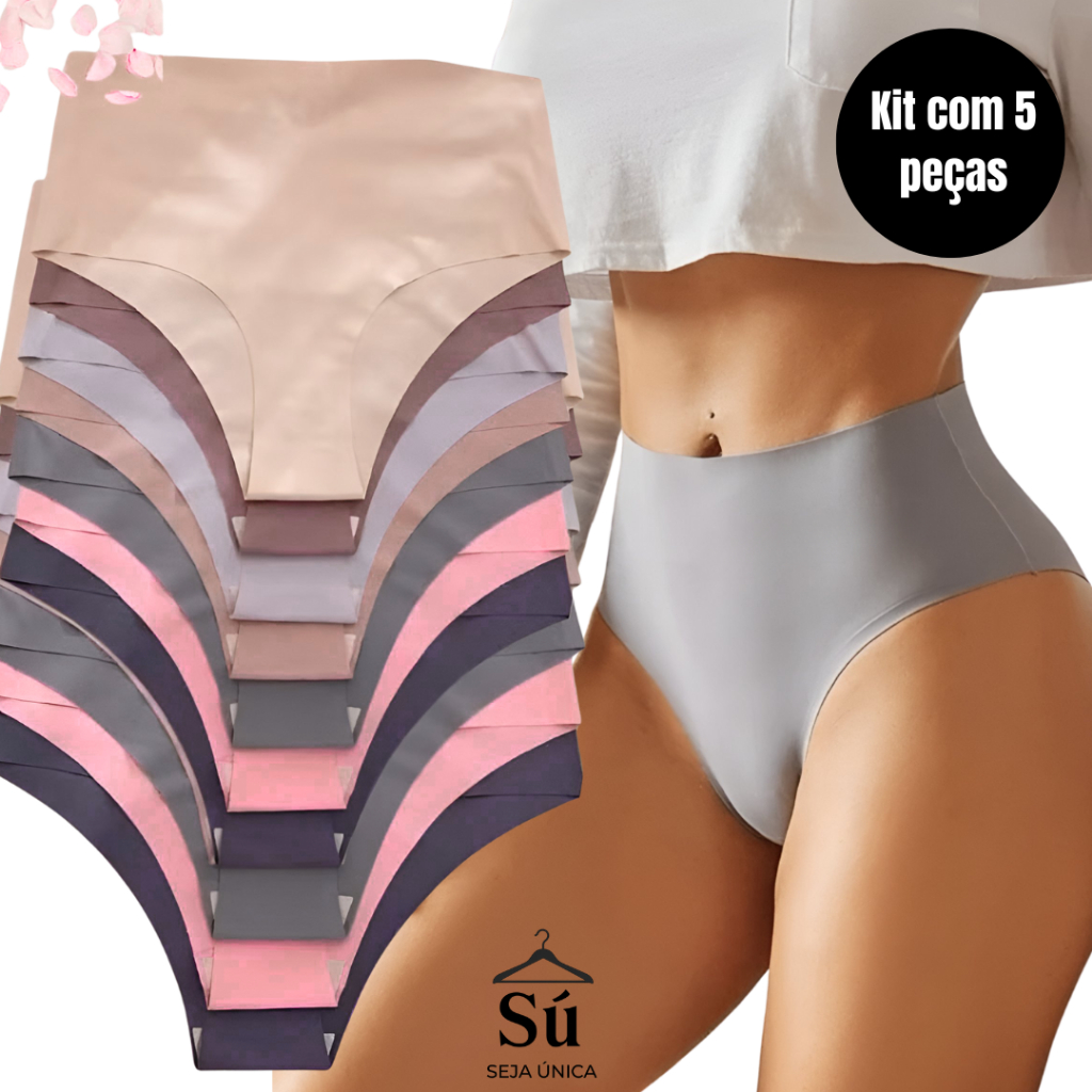 Kit 5 Calcinhas Cós Alto Sem Costura Corte a Laser Conforto Não Marca em Oferta na Shopee