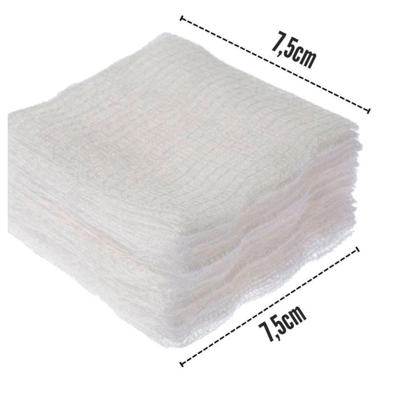 Kit Compressa de Gaze 9 Fios 7,5x7,5cm 200g 100% Algodão – Alta Absorção e Maciez Hospitalar