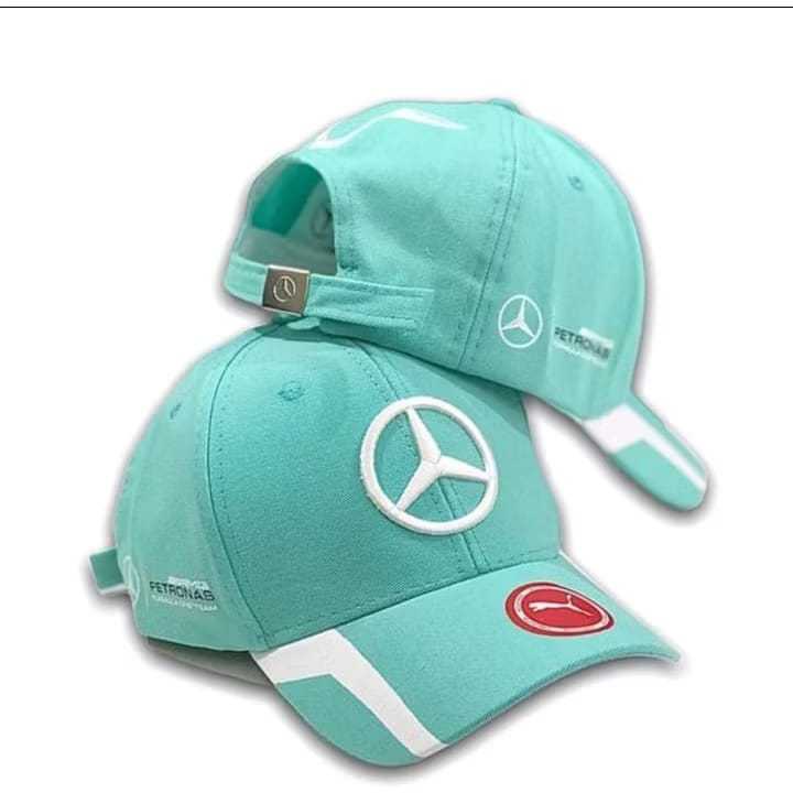 Boné Mercedes Benz Verde Premium Aba Curva Masculino Ajustável F1 Corrida