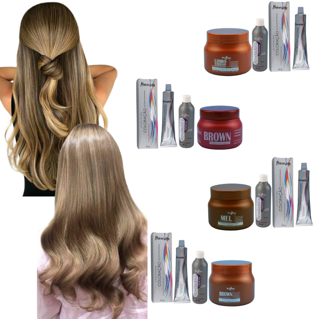 Kit Completo Mairibel 8.75 Loiro Claro Iluminado + Ox 10/20/30/40 + Matizador | Morena Iluminada