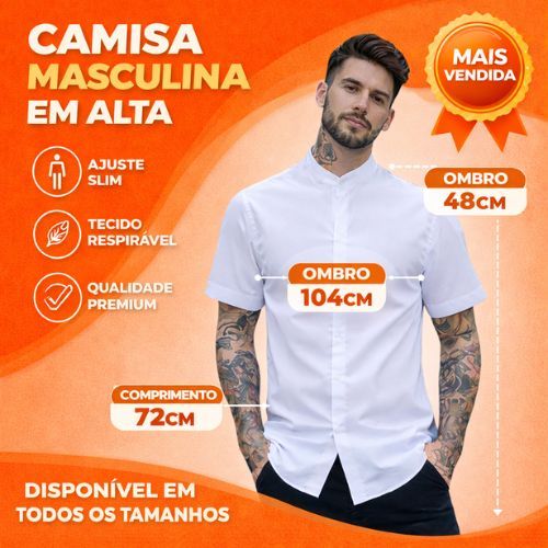 Camisa gola padre masculino manga curta eslim fit, social verao 2026 premium
