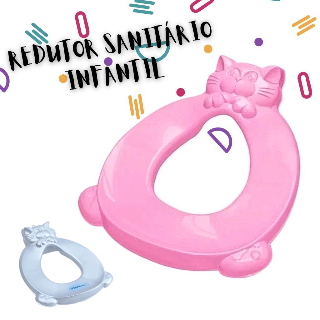 Assento Redutor de Sanitário Infantil Criança Educativo Plástico com Design Divertido Rosa e Azul