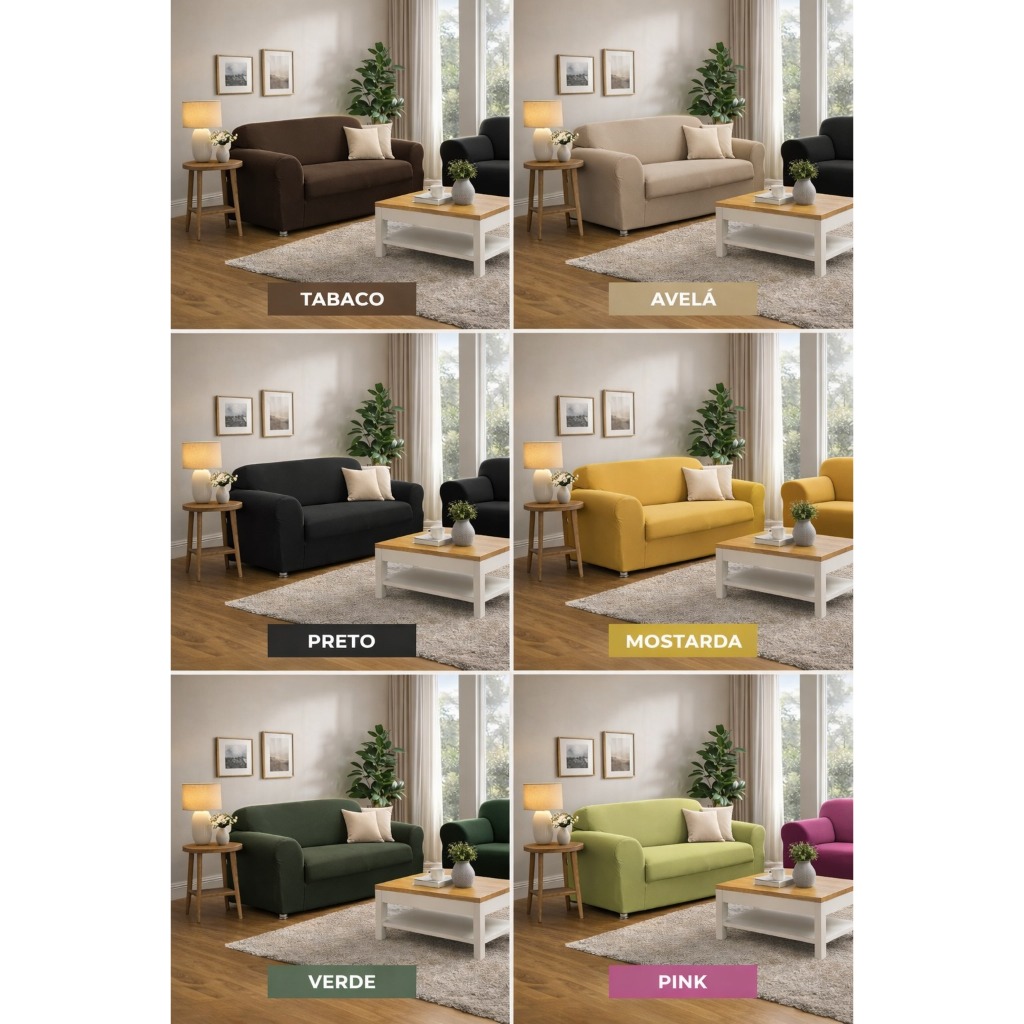 JOGO KIT CAPA DE SOFA COLADINHA 2 E 3 LUGARES PREMIUN MALHA GEL PARA SOFÁ COM ACABAMENTO EM ELÁSTICO