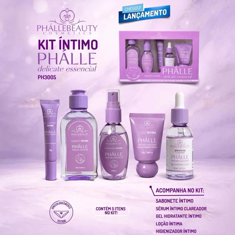 Kit Íntimo Feminino PHÁLLEBEAUTY Delicate Essencial – Limpeza, Hidratação e Frescor | 5 Itens em Oferta na Shopee