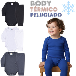 Conjunto Body Térmico Bebê com Calça Peluciado com Proteção UV - Tamanho P ao GG Bory Menino em Oferta na Shopee