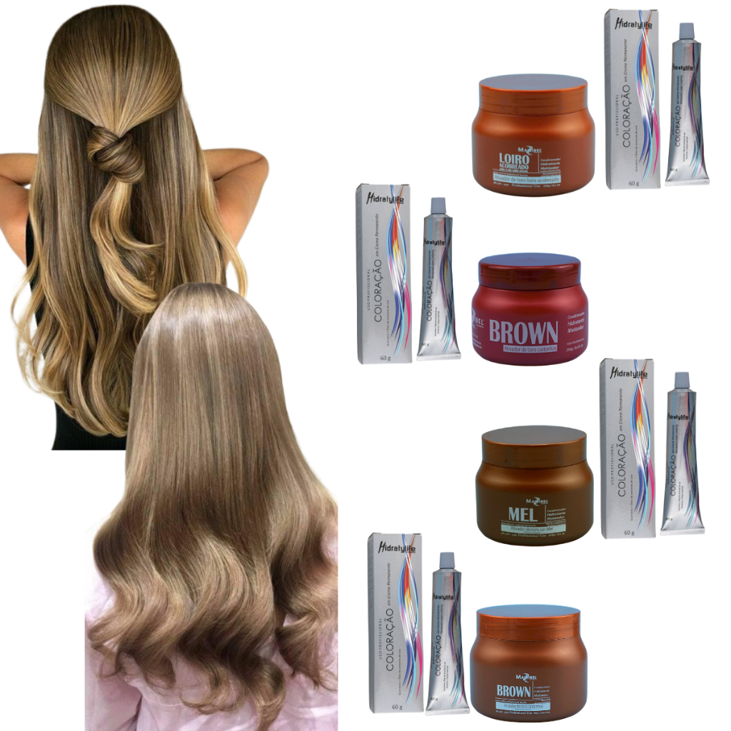 Kit Tinta Mairibel 8.75 Loiro Claro Marrom Iluminado + Matizador | Morena Iluminada