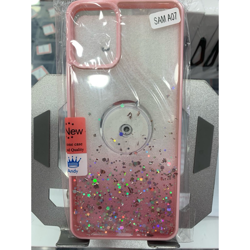 Capa capinha Glitter Antichoque case  Samsung Galaxy A07 com Pop Socket + Película 3D Premium