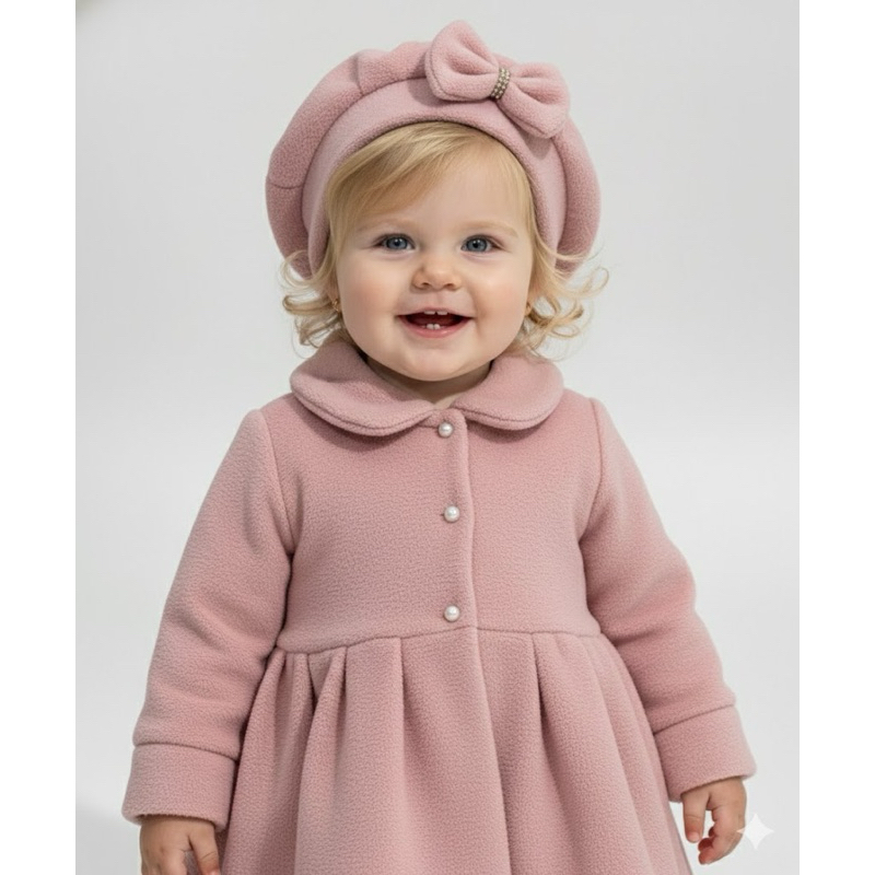 Casaco infantil menina Conjunto Luxo de Inverno: Casaco Sobretudo + Boina com Laço Casaco infantil menina Conjunto Luxo de Inverno: Casaco Sobretudo + Boina com Laço
