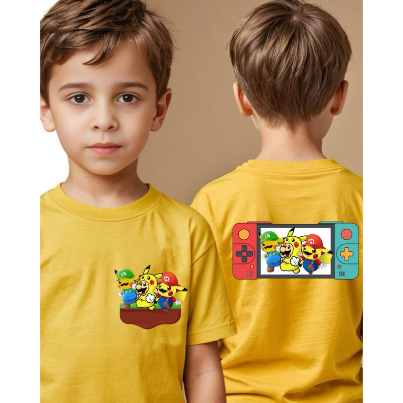 Camiseta Pikachu Mario Bros [Exclusiva]  VideoGame Nintendo Jogo Pokémon Super Mario Infanfil Adulto Plus Size