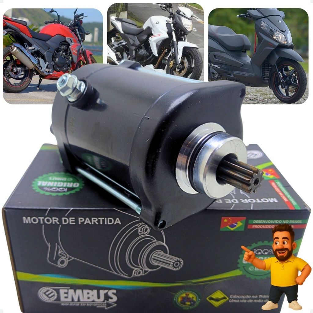 Motor Arranque Partida Premium Sport Preto NEXT 250 ANO 2012 a 2017 NEXT 300 ANO 2018 a 2021 CITYCOM 300 ANO 2011 A 2016