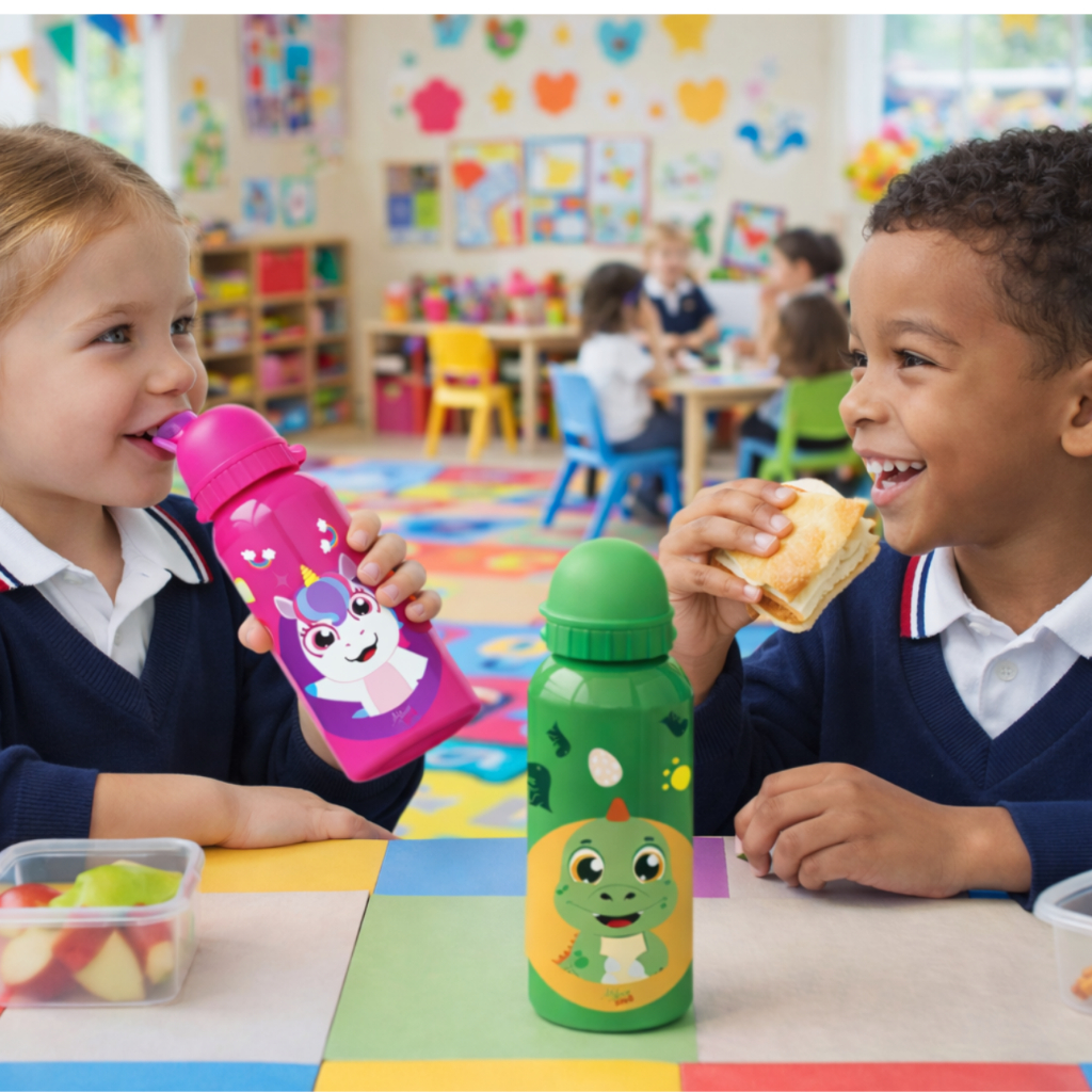 Garrafa Infantil Squeeze 400ml Inox com Bico Diversos Personagens Art House Kids