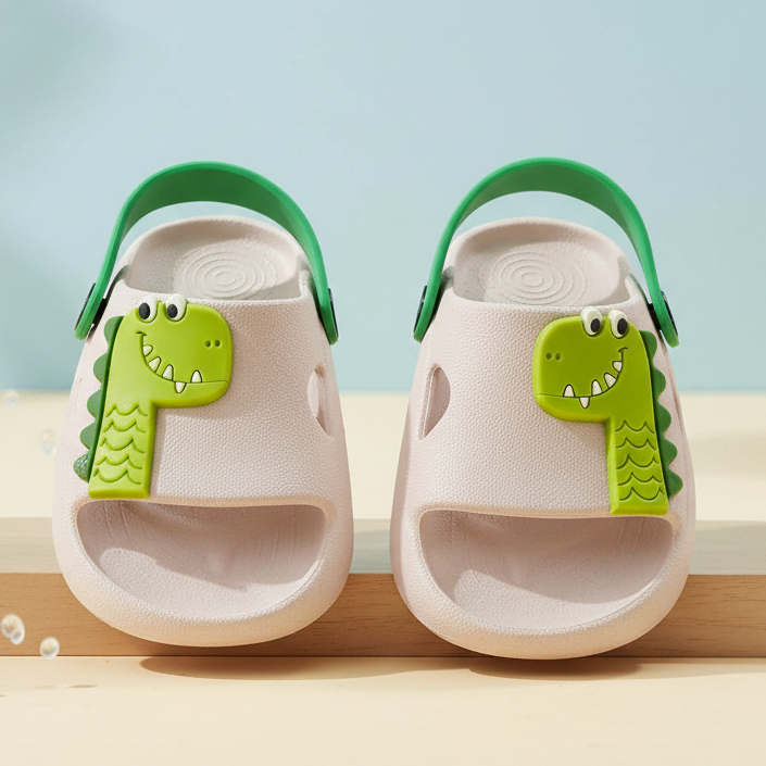 Chinelo Infantil Nuvem Slide Masculinos Dinossauro Colorido Confortável Fofos Desenhos Resistentes