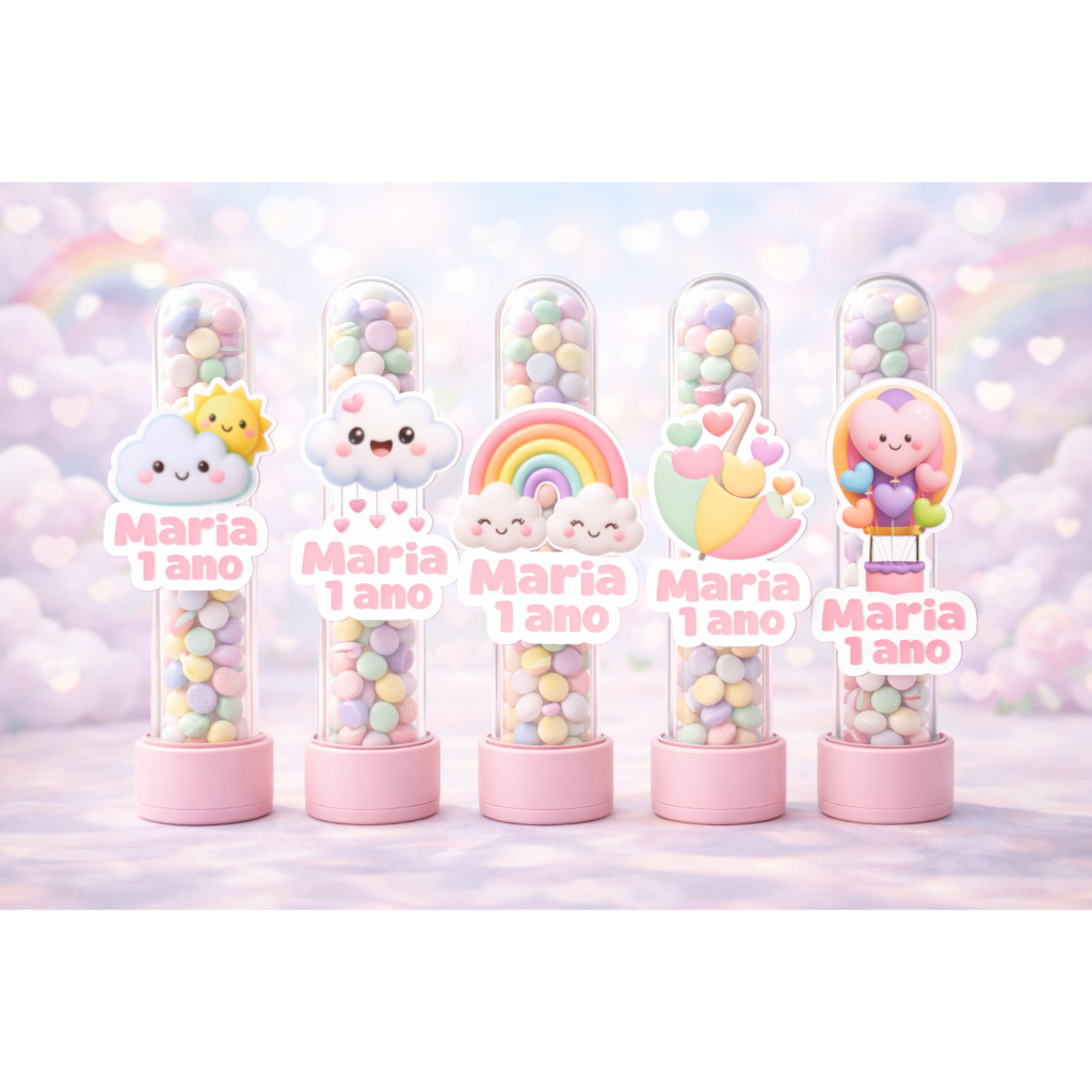 Apliques Personalizados para Tubete de 13 cm e Lembrancinhas no tema Chuva de Amor Festa Infantil  Envio Rápido e Seguro