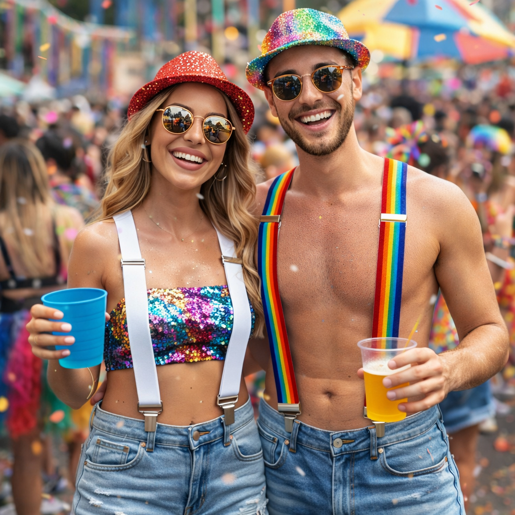 Suspensório Diversas Cores Unissex – Acessório Carnaval, Festa e Fantasia