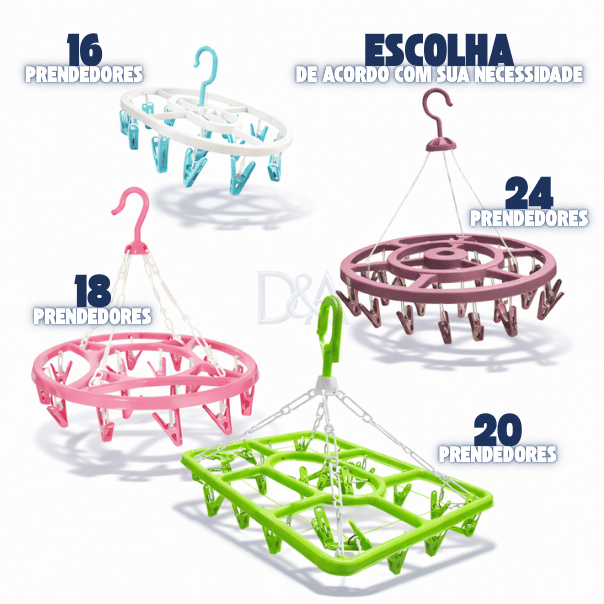 Varal para Roupas Íntimas Com Até 24 Prendedores Giratório – Ideal para Meias, Roupas Intimas e Peças Delicadas em Oferta na Shopee