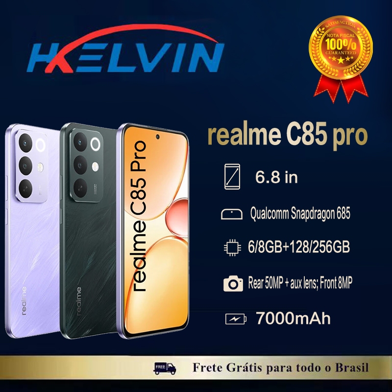 Celular Realme C85 Pro 4G, Bateria 7000mAh, Tela AMOLED 6.8", Câmera 50MP, Versão Global Original
