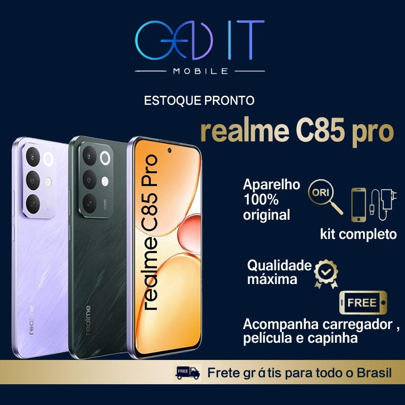 Celular Realme C85 Pro 4G, Bateria 7000mAh, Tela AMOLED 6.8", Câmera 50MP, Versão Global Original