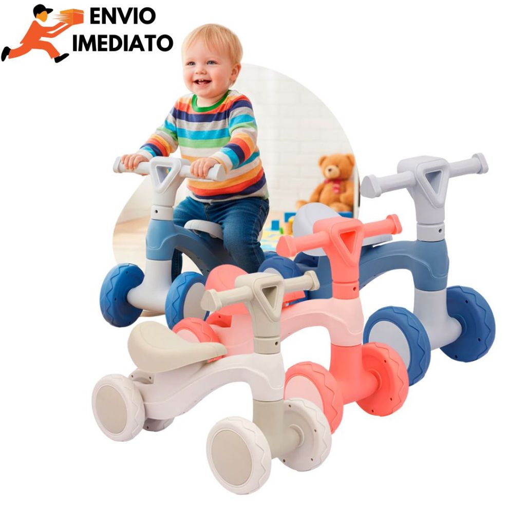 Bicicleta de Equilíbrio Infantil Sem Pedal Andador 4 Rodas Bebê Criança Zippy em Oferta na Shopee
