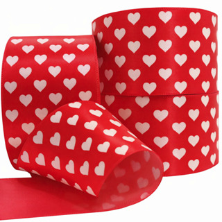 Fita de Cetim N9 10m para Laços Estampa Coração Vermelha em Oferta na Shopee