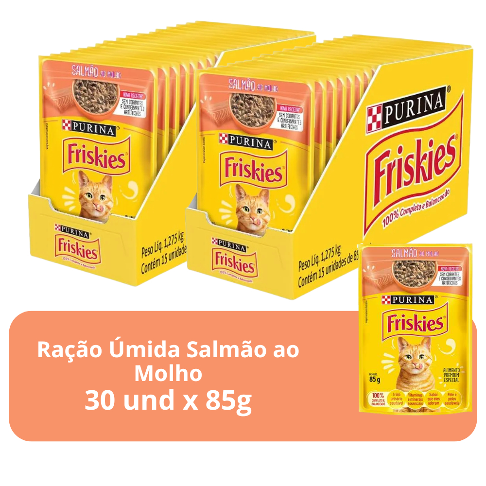Ração Umida Friskies Salmão Ao Molho Gatos Adultos 85g - Comprar com Melhor Preço em Essenciais para Culinária