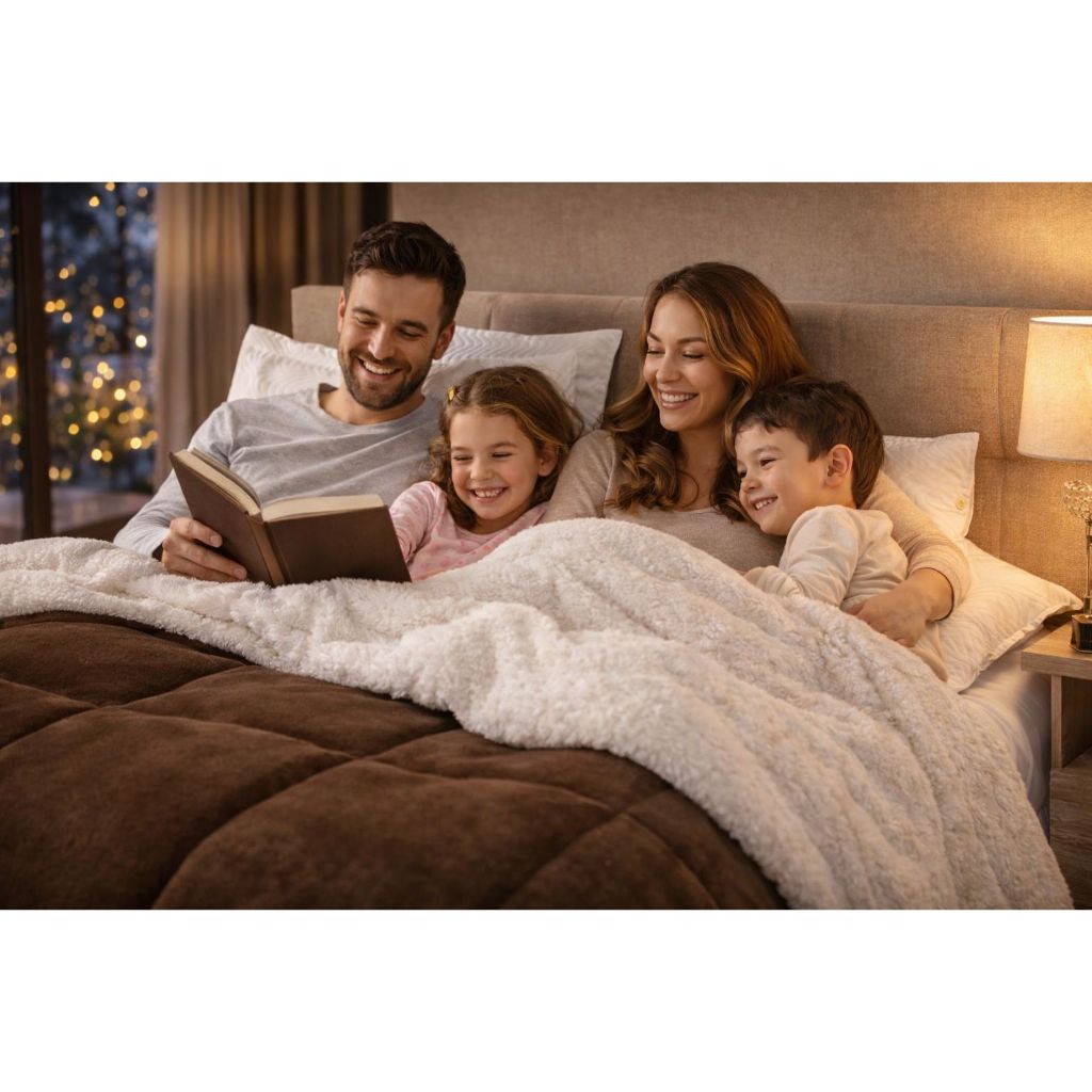 Coberdrom Casal Queen Dupla Face Sherpa Pele de Carneiro Peludo