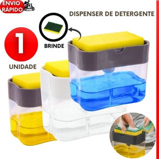 Dispenser de Detergente e Sabão Líquido com Esponja Porta bucha de Brinde Cozinha Louça limpeza em Oferta na Shopee