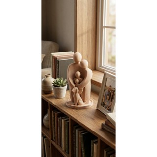 Escultura de Família com 2 Filhos e 1 Cão em Oferta na Shopee
