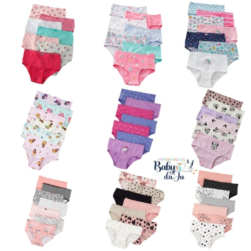 Kit Calcinhas Carter's 2/3 a 14 anos Vários Modelos