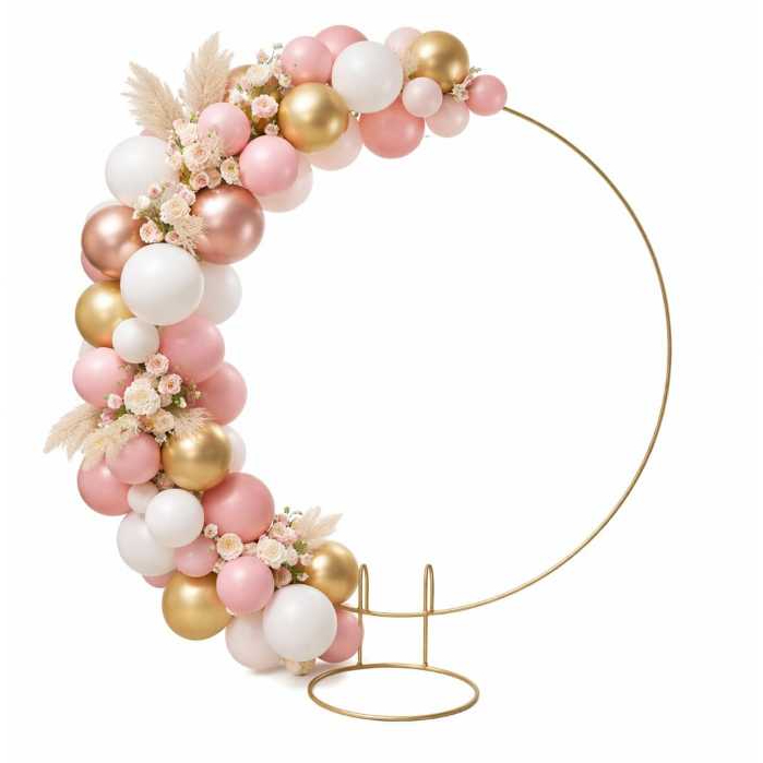Arco Metálico para Decoração 50cm Dourado – Suporte para Festa, Painel, Balões e Arranjos em Oferta na Shopee