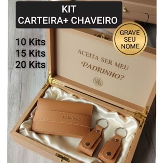 KITs Lembrança  para Padrinhos Casamento  ( Carteira e Chaveiro)  Personalizados Mimo Brinde em Oferta na Shopee