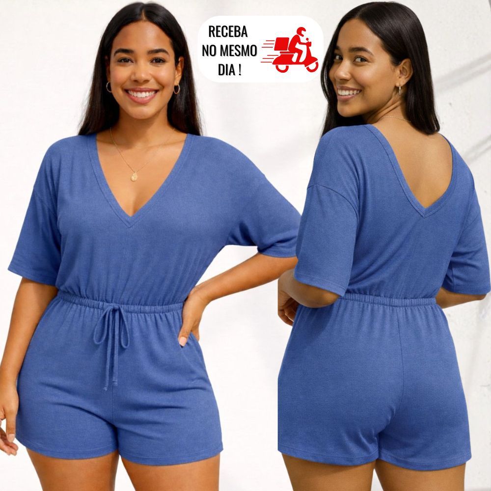 Macaquinho Manga Curta Feminino em Viscolycra | Curto, Leve e Confortável – Look Casual de Verão | ENVIO IMEDIATO