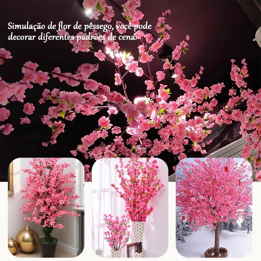 60CM  10Unidades 400 Flores Buquê De Cerejeira Artificial Flor Para Decoração