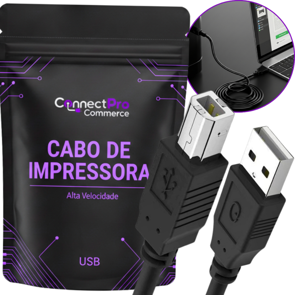Cabo USB 2.0 Tipo B Para Impressora Scanner Multifuncional Interface De Audio 1,