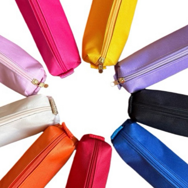 Estojo Escolar em Tecido impermeável diversas cores com zíper em Oferta na Shopee