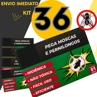 Kit 36,18, ou 8 un Pega Moscas Adesivo Armadilha p/ Insetos e Pernilongos - Sem Veneno em Oferta na Shopee