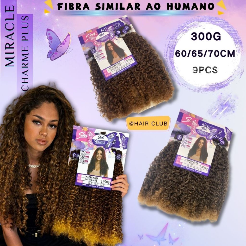 Cabelo BIO Humano  Cacheado Na Tela 70cm Charme Plus Miracle 320g