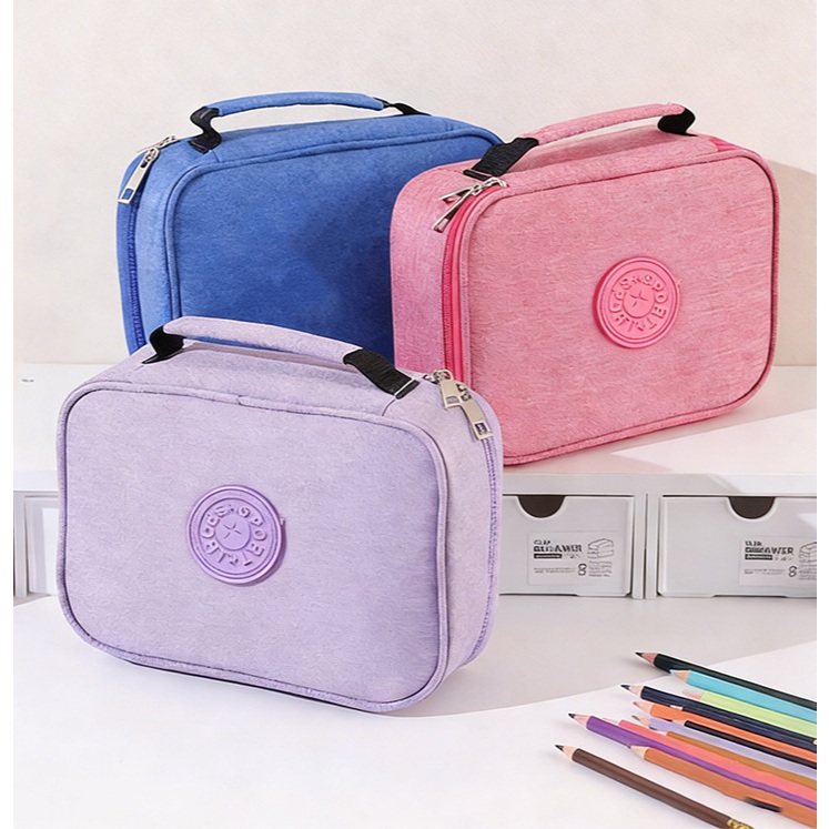 Estojo Escolar Juvenil Nylon Com Alça 72 Pens Organizador Grande 2 Compartimentos Zíper Infantil em Oferta na Shopee