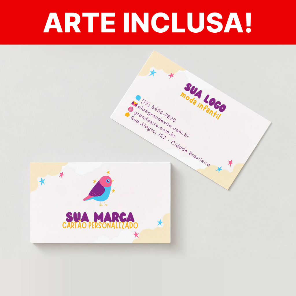 1000 Cartões de visita 9x5cm - ARTE INCLUSA - Couchê 300g Brilho
