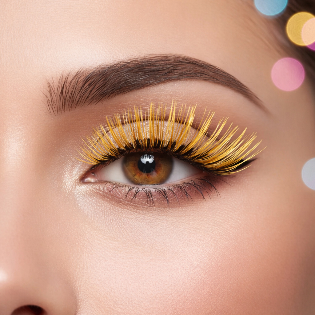 Cílios Postiços Brilhantes Para Maquiagem De Carnaval Dourado