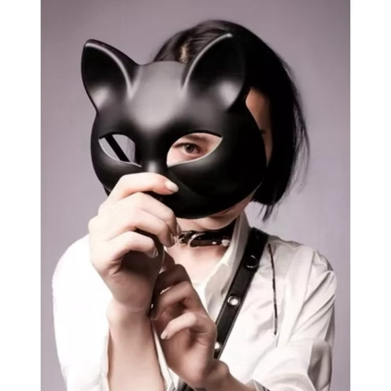 MÁSCARA GATO LUXO DE PLÁSTICO | MÁSCARA GATA | GATINHO | GATINHA | MÁSCARA PRETA | FESTA FANTASIA | CARNAVAL | HALLOWEEN