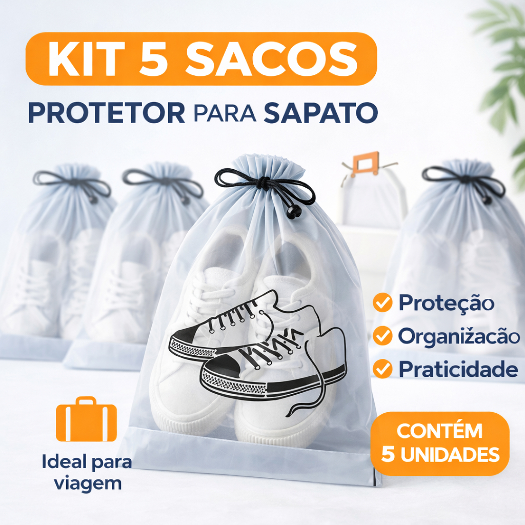 Kit com 5 sacos protetores para sapatos