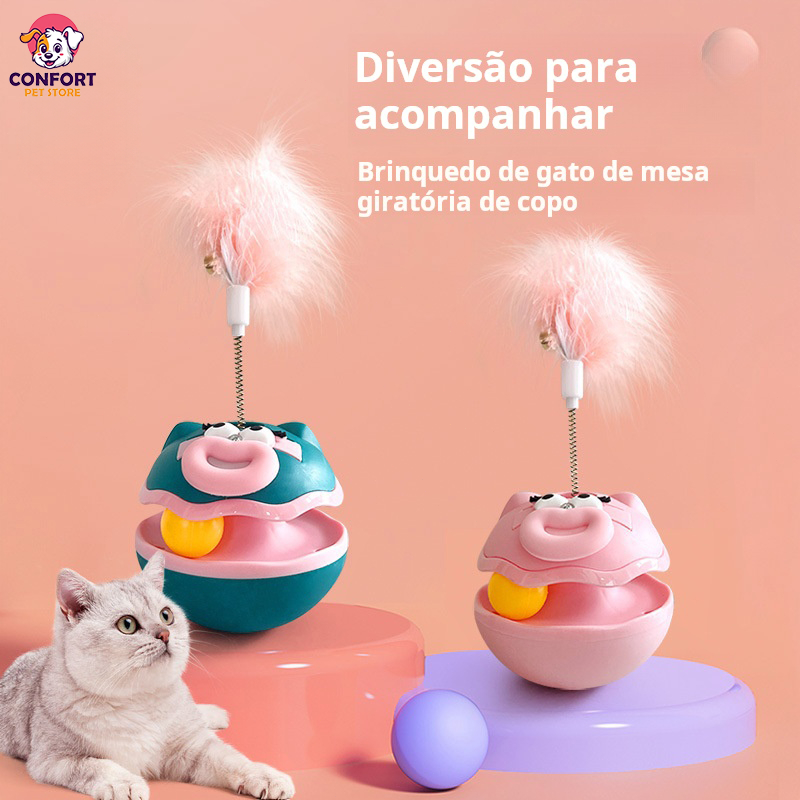 Brinquedos interativos para gatos, com bolas e penas, boneco de gato que rola, brinquedo para provocar João-bobo em Oferta na Shopee