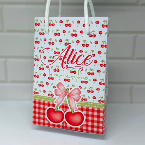 Kit Sacolinha Personalizada Cerejinha | Para Montar | Pequena (16,5x10x3,5cm)
