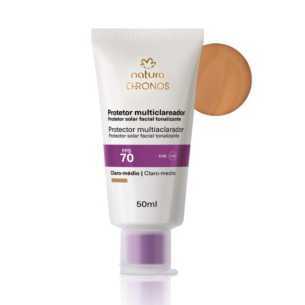 Protetor Clareador FPS 70 Natura Chronos Derma 50 ml - Cor: Claro Médio