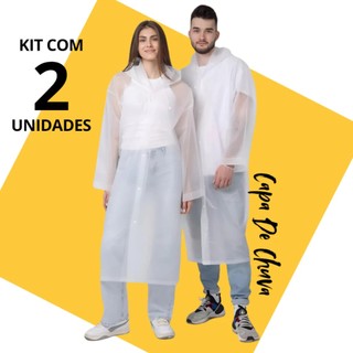 Capa de Chuva Longa Grossa Transparente com Capuz Reforçada Impermeável Unissex
