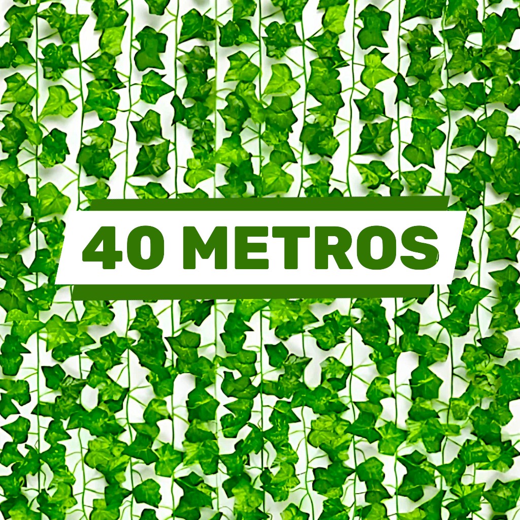 40 Metros Hera Verde Planta Artificial Trepadeira Ramas Folhagem Pendente realista