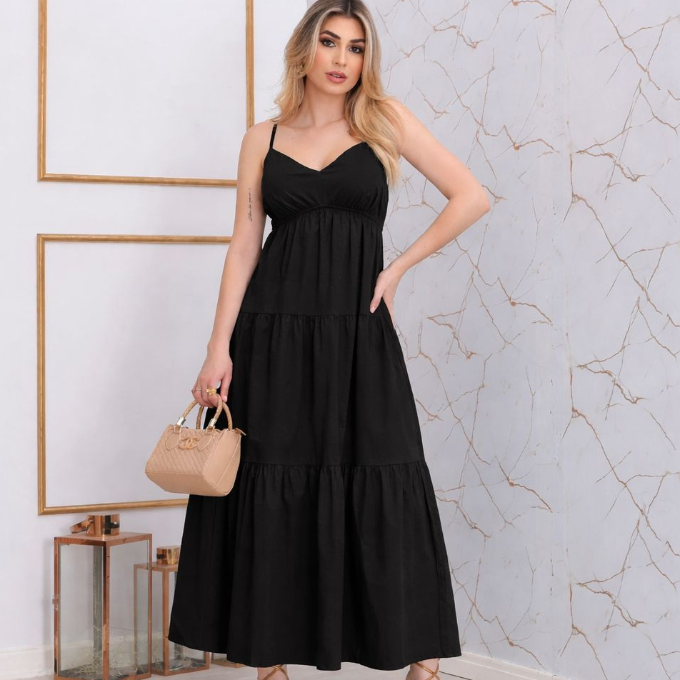 Vestido feminino Longo Soltinho com Alça -  Casual Verão 2026 elegante luxo em Oferta na Shopee