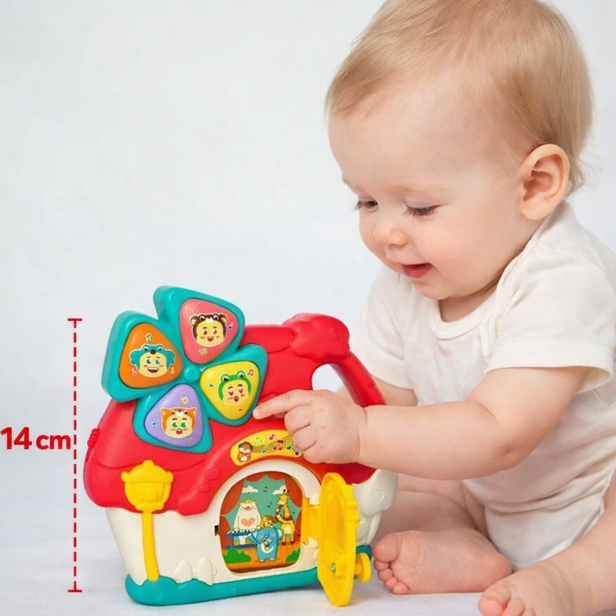 Brinquedo Bebe Interativo Casinha que Toca Musica com luz e Abre Porta 4 Musicas e Efeitos Sonoros