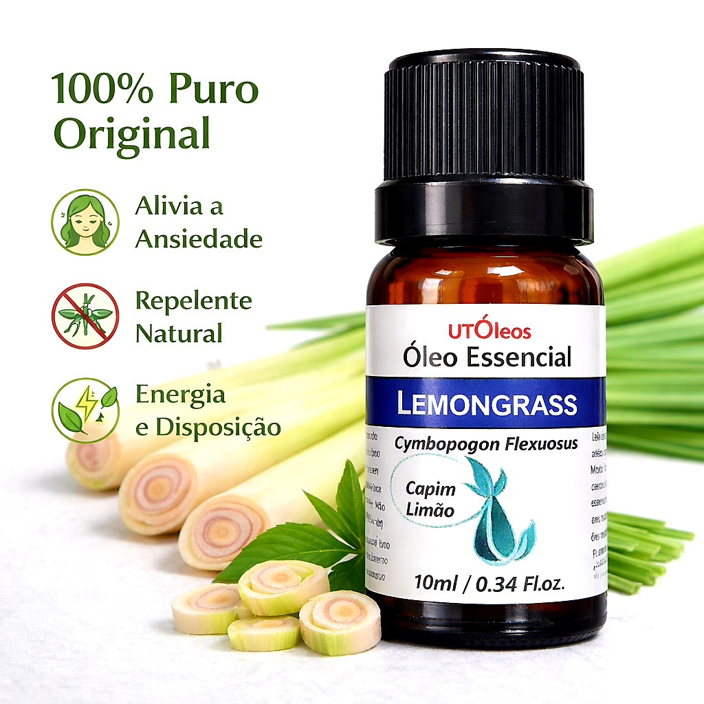 Capim Limão Lemongrass Óleo Essencial PURO 10ml